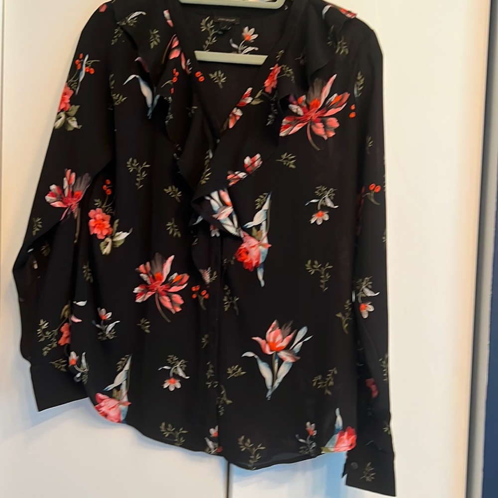 Ann Taylor Floral button down blouse